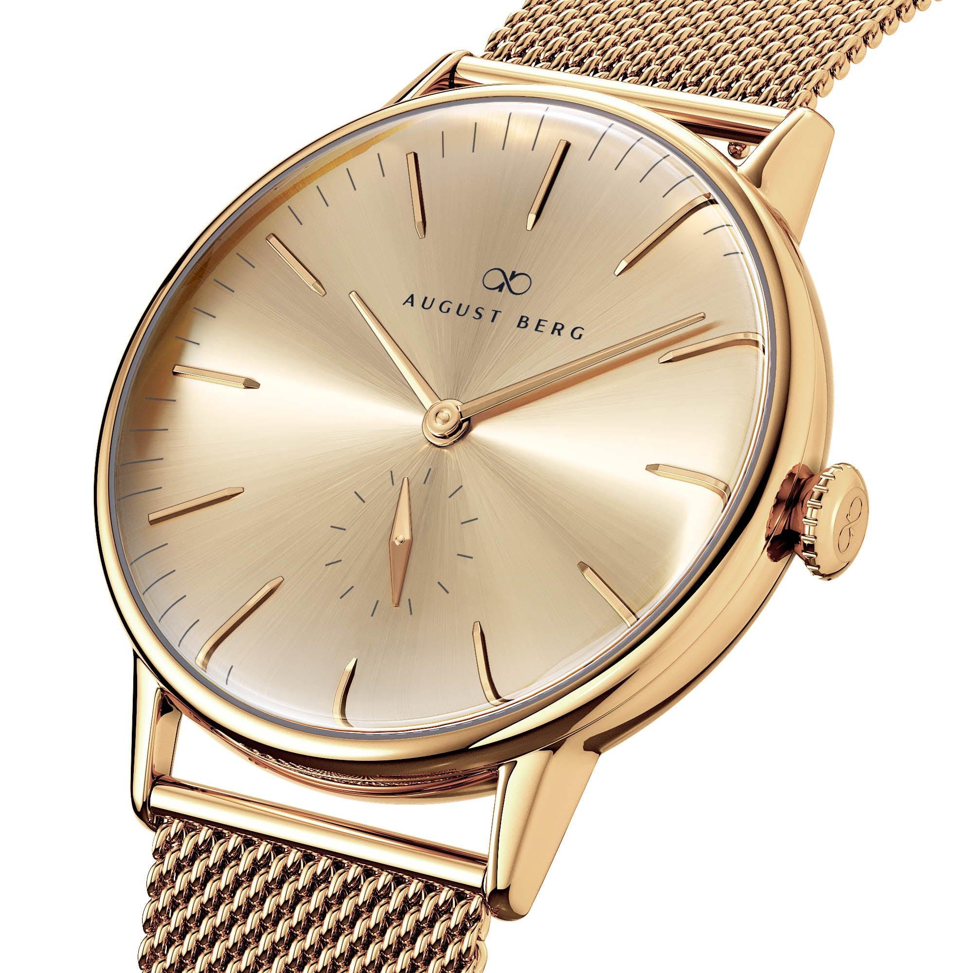 August Berg Men's Serenity Gold PVD Quartz Fashion 40mm Watch Champagne Dial 10140D02MGD - Wallace Bishop