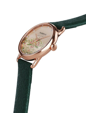 August Berg Morris & Co 26MM Strawberry Thief Fennel Green Leather Watch M1ST0926A26LGNE - Wallace Bishop