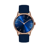 August Berg Women's Serenity Rose PVD Quartz Fashion 32mm Watch Blue Dial 10232A05VBL - Wallace Bishop