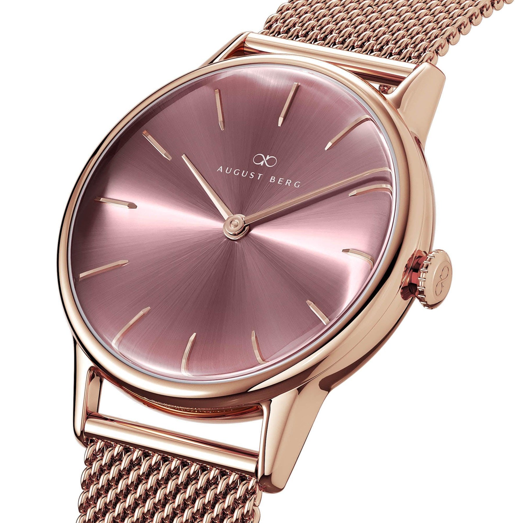 August Berg Women's Serenity Rose PVD Quartz Fashion 32mm Watch Pink Dial 10232A10MRG - Wallace Bishop