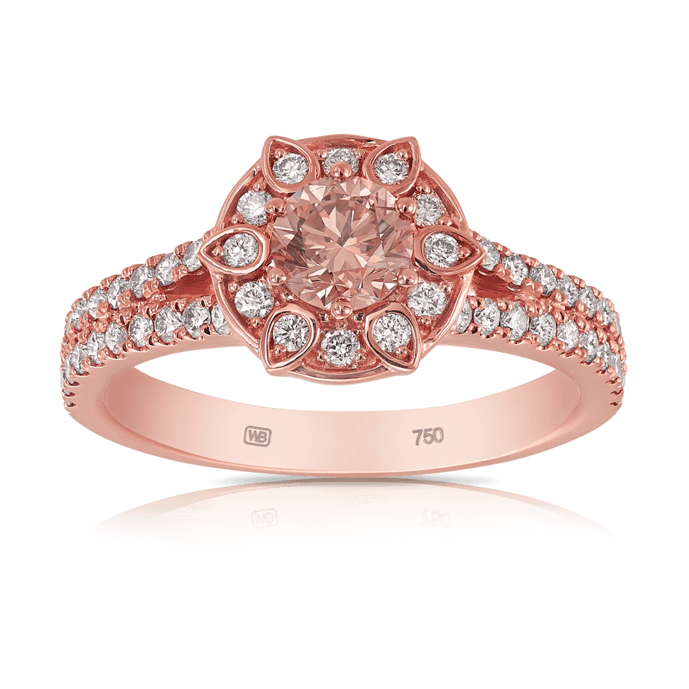 Australian Diamonds® Argyle Chocolate Diamond Halo Ring in 18ct Rose Gold - Wallace Bishop