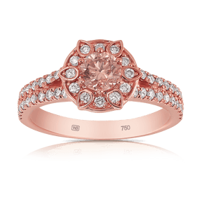 Australian Diamonds® Argyle Chocolate Diamond Halo Ring in 18ct Rose Gold - Wallace Bishop
