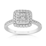 Australian Diamonds® Argyle Diamond Double Halo Ring set in 18ct White Gold
