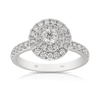 Australian Diamonds® Argyle Round Brilliant Cut White Diamond Cluster Double Halo Engagement Ring in 18ct White Gold