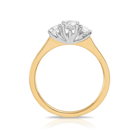 Australian Diamonds® Argyle Round Brilliant Cut White Diamond Trilogy Engagement Ring in 18ct Yellow Gold - Wallace Bishop