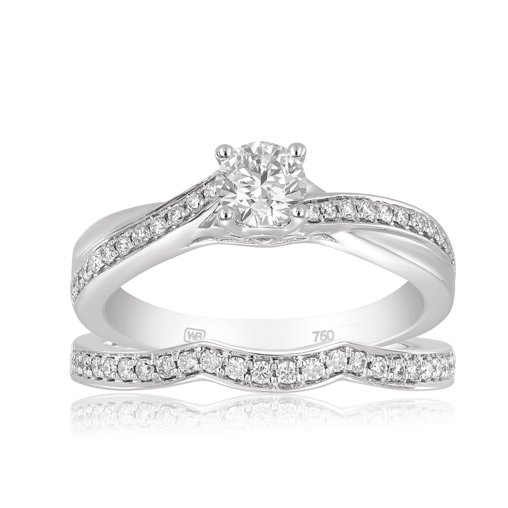 Australian Diamonds® Argyle White Diamond Engagement & Wedding Bridal Set Rings in 18ct White Gold - Wallace Bishop