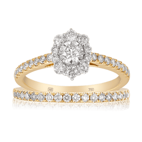 Australian Diamonds® Argyle White Diamonds Flower Bridal Set in 18ct Yellow Gold - Wallace Bishop