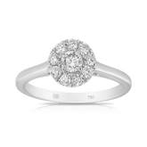 Australian Diamonds® Argyle White Round Brilliant Cut Diamond Halo Engagement Ring in 18ct White Gold - Wallace Bishop