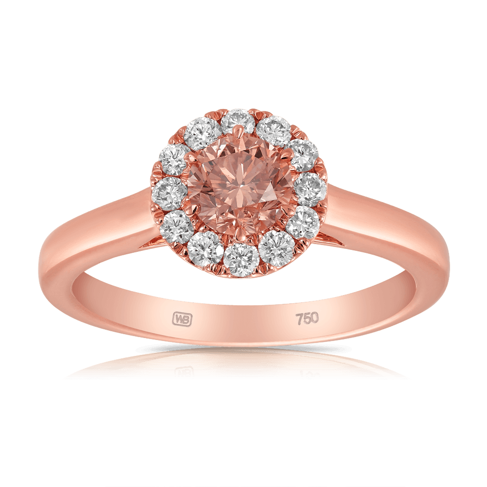 Australian Diamonds® Halo Argyle Ring set in 18ct Rose Gold - Wallace Bishop