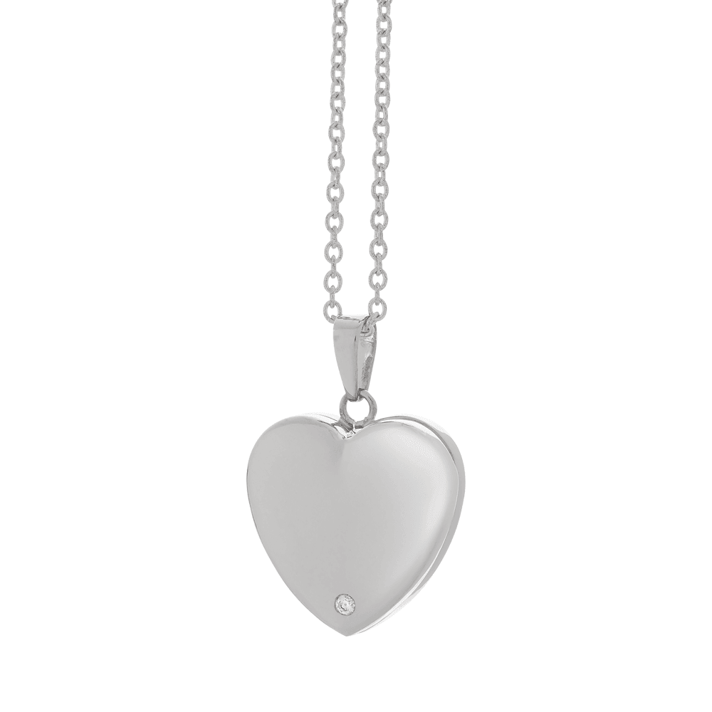 Australian Made Diamond Heart Locket in Sterling Silver - Wallace Bishop