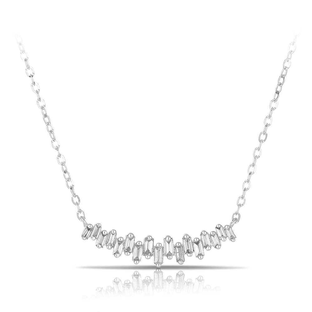Baguette Diamond Necklace in 9ct White Gold TGW 0.20ct - Wallace Bishop
