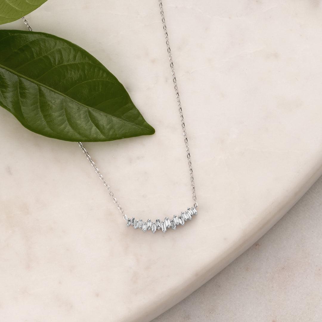Baguette Diamond Necklace in 9ct White Gold TGW 0.20ct - Wallace Bishop