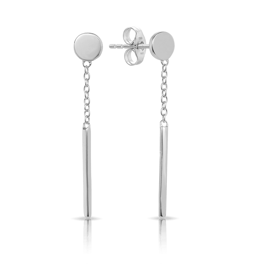 Bar Drop Stud Earrings in Sterling Silver