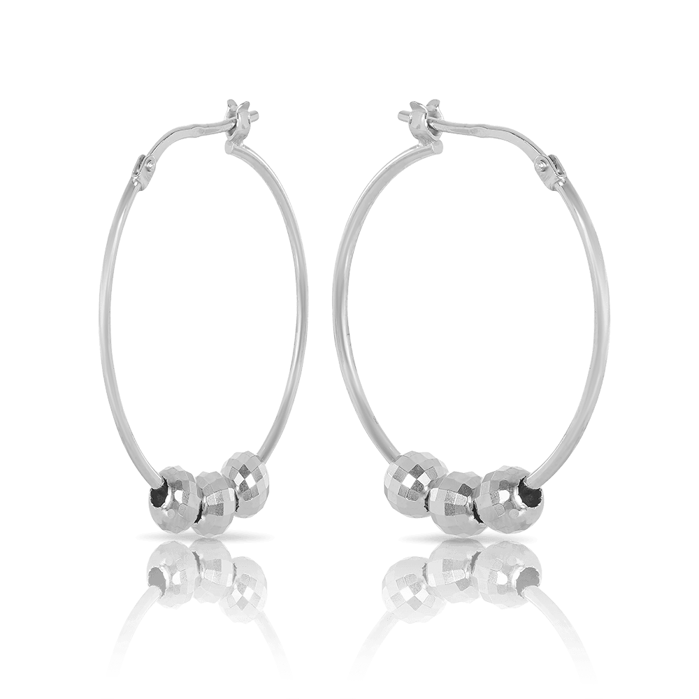 Bead Charm Hoop Earrings made in Sterling Silver - Wallace Bishop