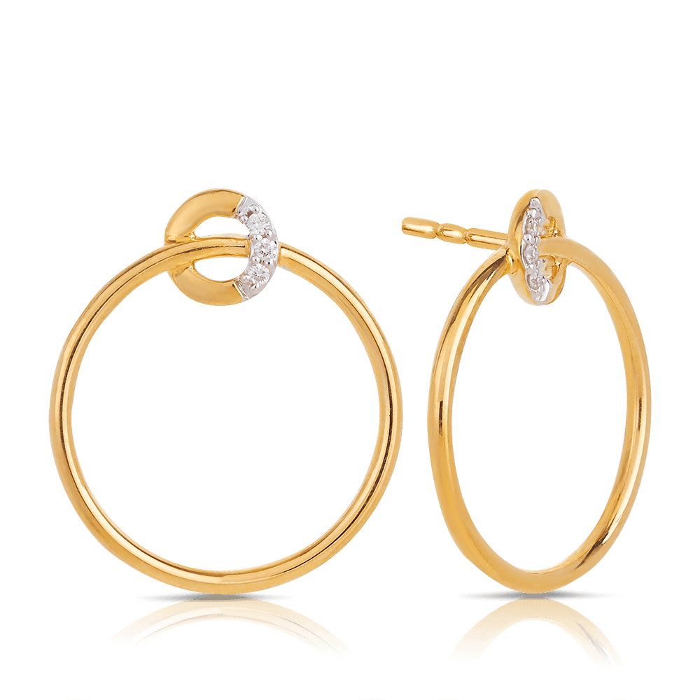 Bead Set Diamond Circle Stud Earrings in 9ct Yellow Gold - Wallace Bishop