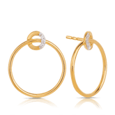 Bead Set Diamond Circle Stud Earrings in 9ct Yellow Gold - Wallace Bishop