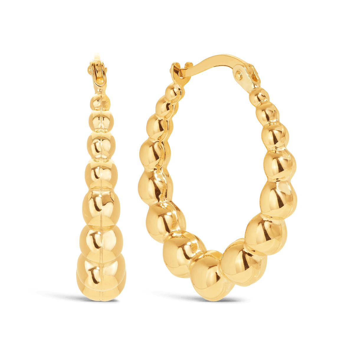 Beaded Ball Shape Hoop Earrings in 9ct Yellow Gold - Wallace Bishop