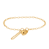 Belcher Heart Padlock Bracelet in 9ct Yellow Gold - Wallace Bishop