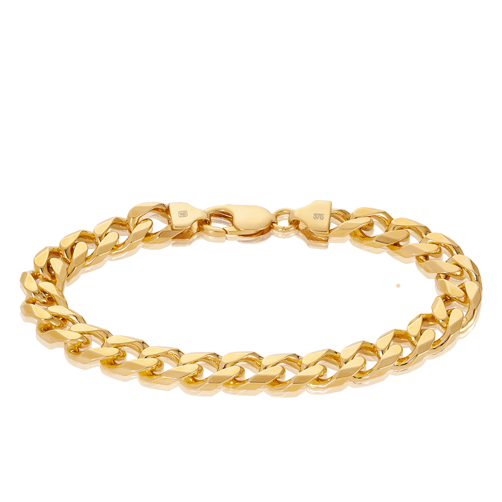 Bevelled Curb Bracelet in 9ct Yellow Gold