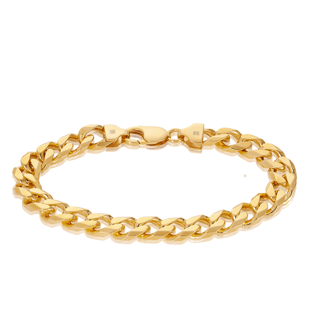 Bevelled Curb Bracelet in 9ct Yellow Gold