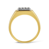 Black Sapphire Square Signet Ring in 9ct Yellow and White Gold