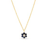 Blue Sapphire & Diamond Petite Flower Pendant in 9ct Yellow Gold
