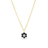 Blue Sapphire & Diamond Petite Flower Pendant in 9ct Yellow Gold - Wallace Bishop