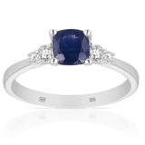Blue Sapphire Ring in 9ct White Gold