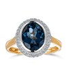 Blue Topaz & 0.15ct TW Diamond Dress Ring in 9ct Yellow Gold