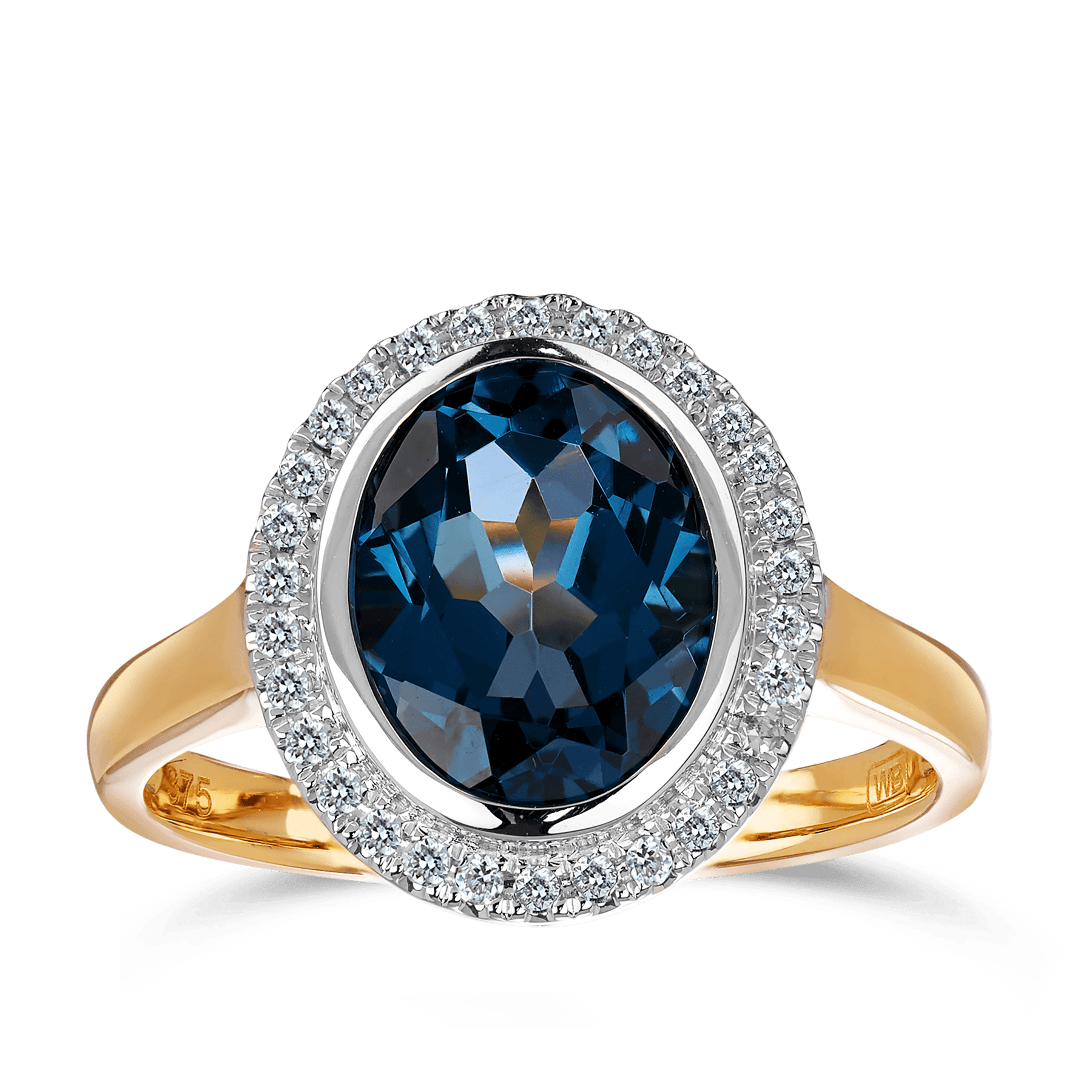 Blue Topaz & Diamond Dress Ring in 9ct Yellow Gold - Wallace Bishop