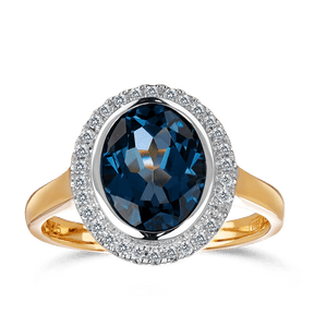 Blue Topaz & Diamond Dress Ring in 9ct Yellow Gold - Wallace Bishop