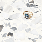 Blue Topaz & 0.15ct TW Diamond Dress Ring in 9ct Yellow Gold