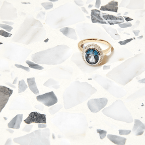 Blue Topaz & Diamond Dress Ring in 9ct Yellow Gold - Wallace Bishop