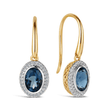 Blue Topaz & Diamond Earrings in 9ct Yellow Gold
