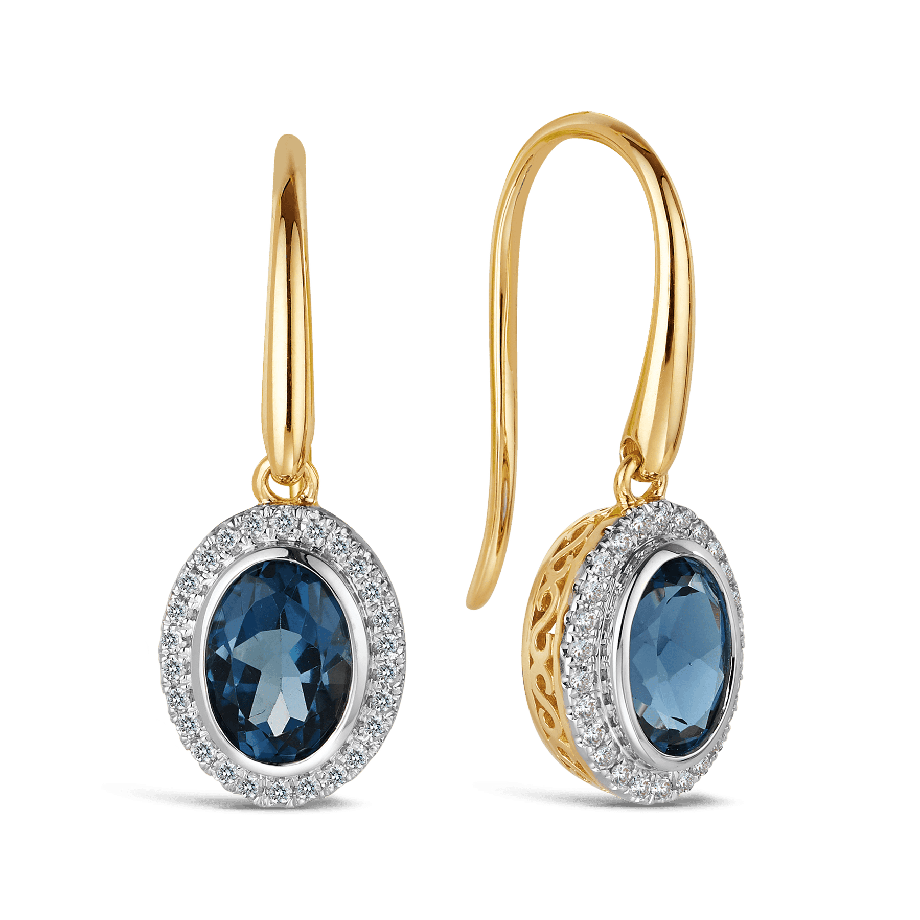 Gold blue topaz earrings deals