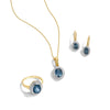 Blue Topaz & Diamond Earrings in 9ct Yellow Gold