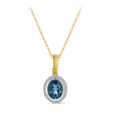 Blue Topaz & Diamond Pendant in 9ct Yellow Gold