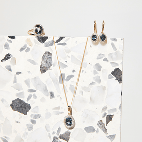 Blue Topaz & Diamond Pendant in 9ct Yellow Gold - Wallace Bishop