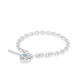 Blue Topaz Filigree Heart Padlock Bracelet in Sterling Silver