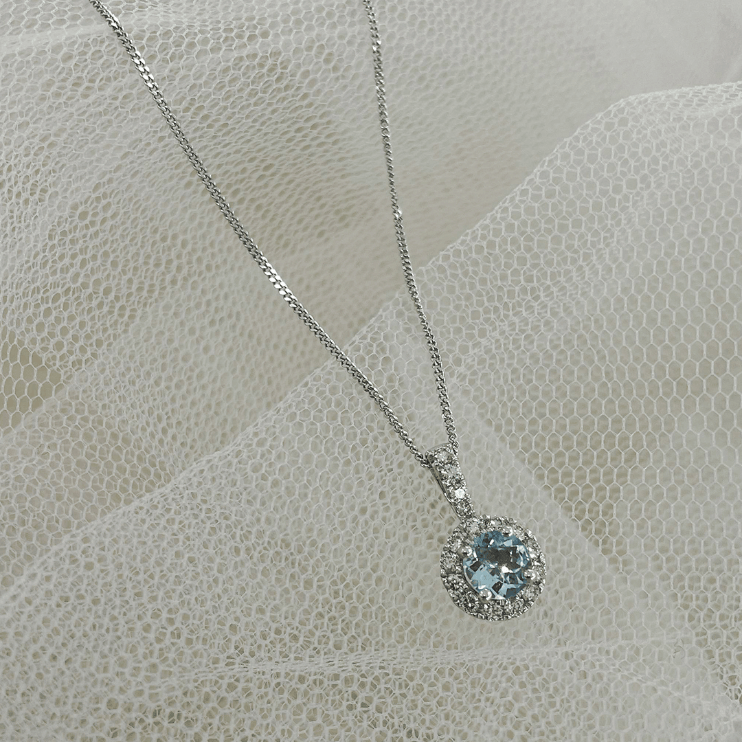 Bluebird of Happiness Aquamarine and Diamond Pendant in 9ct White Gold TGW 0.68ct - Wallace Bishop