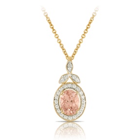 Bluebird of Happiness Morganite and Diamond Pendant in 9ct Yellow Gold TGW - Wallace Bishop