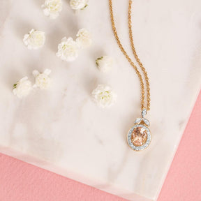 Bluebird of Happiness Morganite and Diamond Pendant in 9ct Yellow Gold TGW - Wallace Bishop