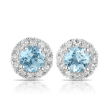 Bluebird of Happiness® Aquamarine & Diamond Stud Earrings in 9ct White Gold