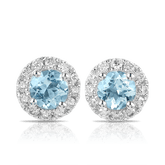 Bluebird of Happiness® Aquamarine & Diamond Stud Earrings in 9ct White Gold - Wallace Bishop