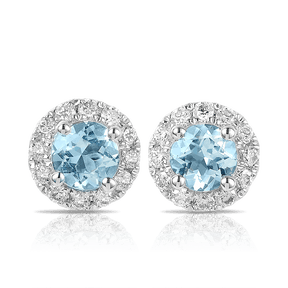 Bluebird of Happiness® Aquamarine & Diamond Stud Earrings in 9ct White Gold - Wallace Bishop