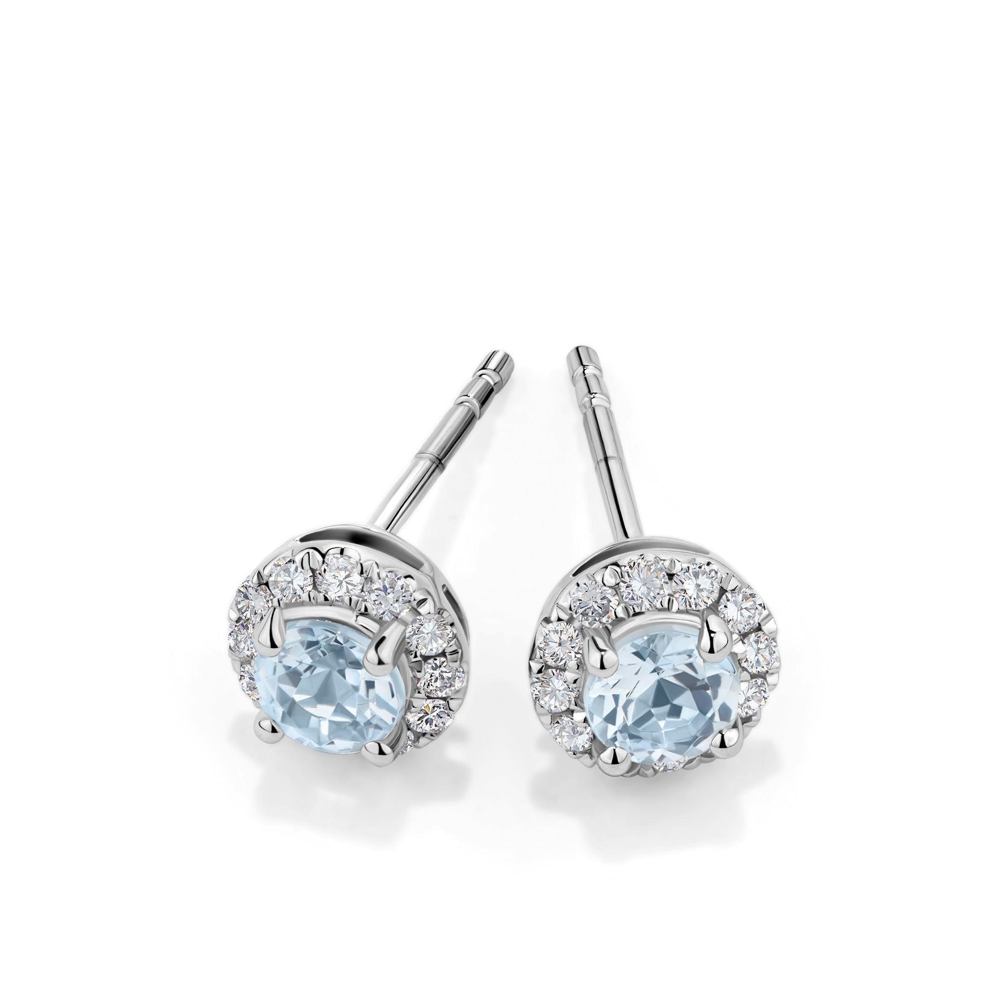 Bluebird of Happiness® Aquamarine & Diamond Stud Earrings in 9ct White Gold