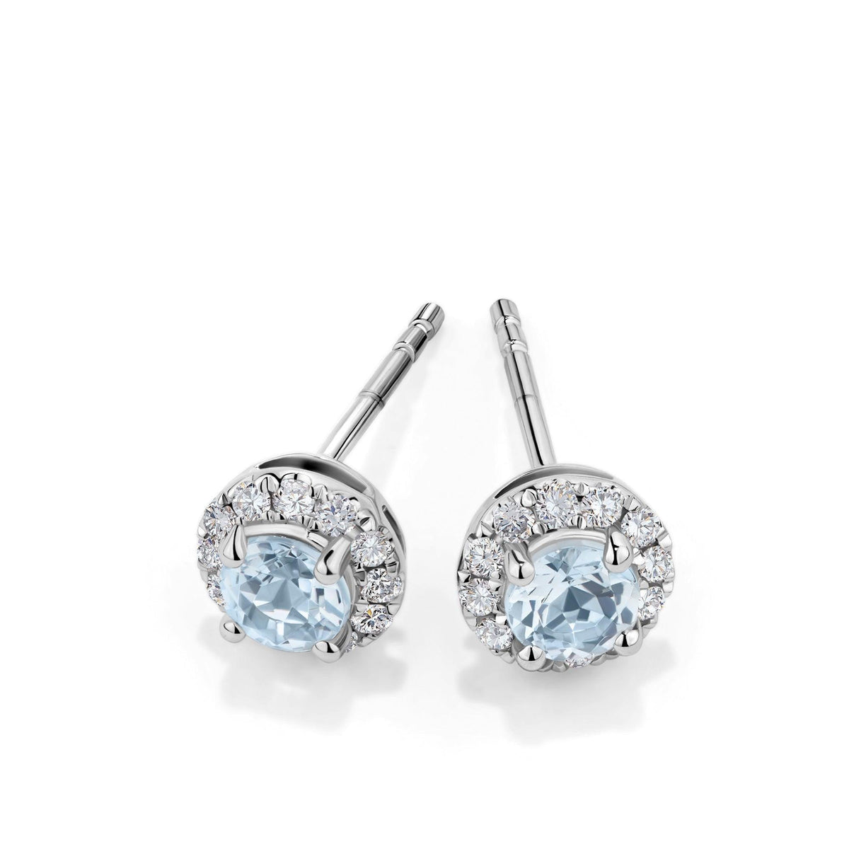 Bluebird of Happiness® Aquamarine & Diamond Stud Earrings in 9ct White Gold - Wallace Bishop