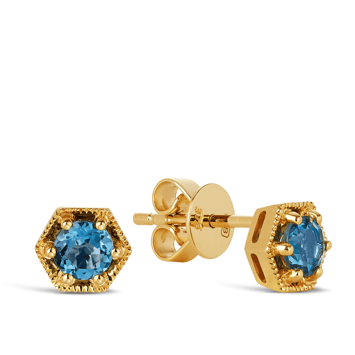 Bluebird of Happiness® Blue Topaz Stud Earrings in 9ct Yellow Gold - Wallace Bishop