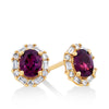 Bluebird Rhodolite Garnet & 0.25ct TW Diamond Earrings in 9ct Yellow Gold