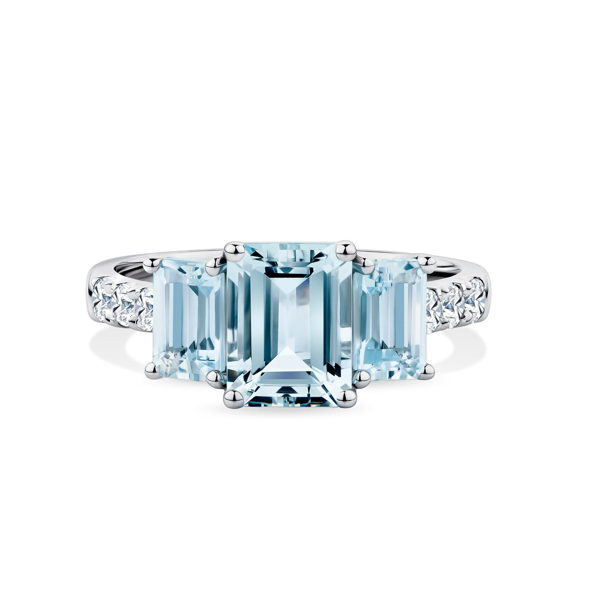Bluebird™ Aquamarine & 0.25ct TW Diamond Ring in 9ct White Gold - Wallace Bishop